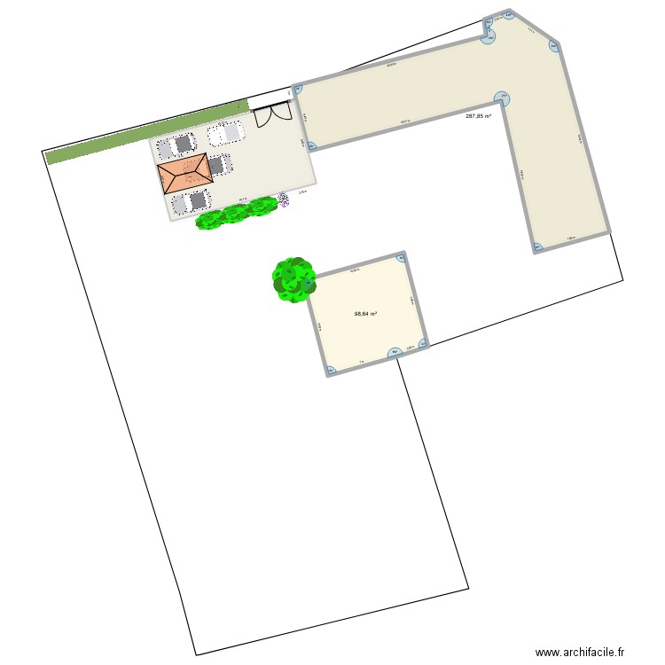 Stationnement maison. Plan de 3 pièces et 515 m2