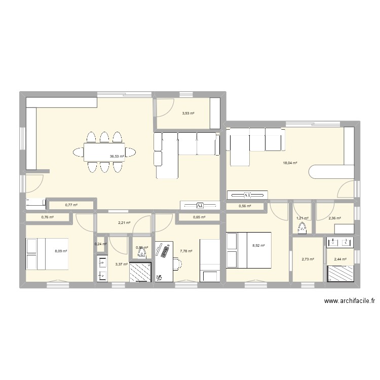 Maison 2. Plan de 18 pièces et 101 m2