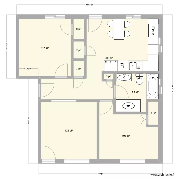 Trudelle. Plan de 10  et 60 m²