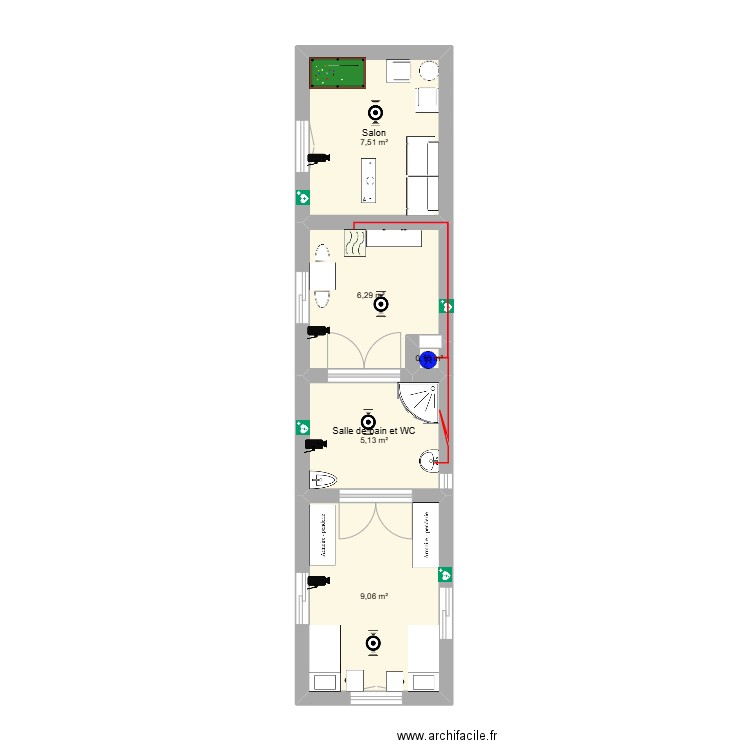plan pour la technologie. Plan de 5 pièces et 28 m2
