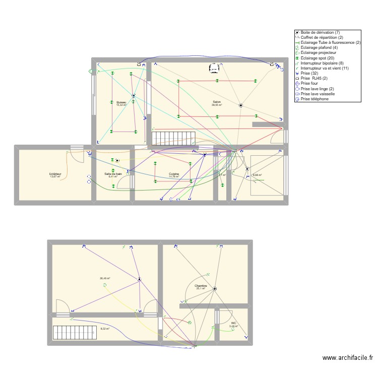 plan Amandine. Plan de 11 pièces et 166 m2