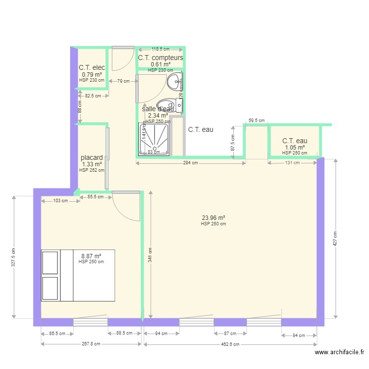apart MEL1. Plan de 8 pièces et 39 m2