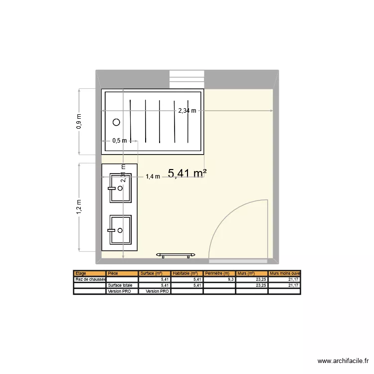 lagane. Plan de 1 pièce et 5 m²
