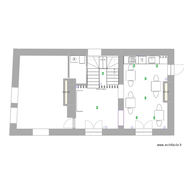 plan1 GB3. Plan de 2 pièces et 1 m2