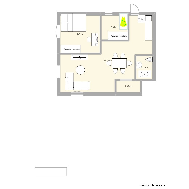 Plan trano. Plan de 5 pièces et 38 m2