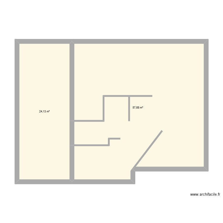 mmyè. Plan de 2 pièces et 82 m2
