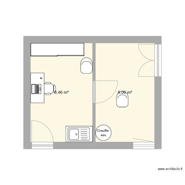 Essai Laverie 1 du 22/12/2025. Plan de 2 pièces et 17 m2