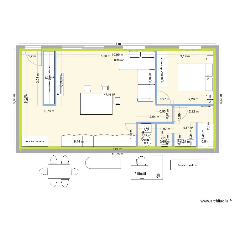 appartement SS2.3. Plan de 6 pièces et 57 m2
