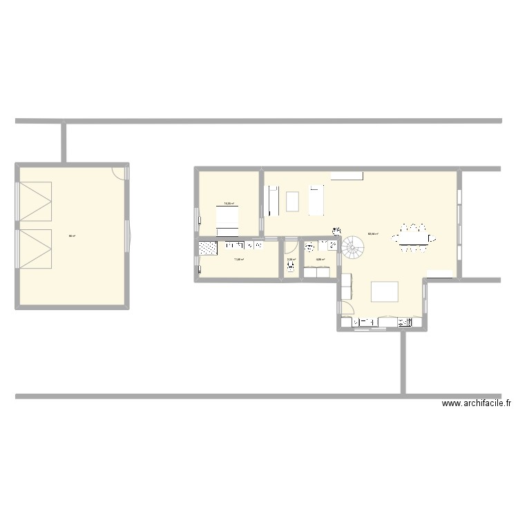 projet A. Plan de 6 pièces et 173 m2