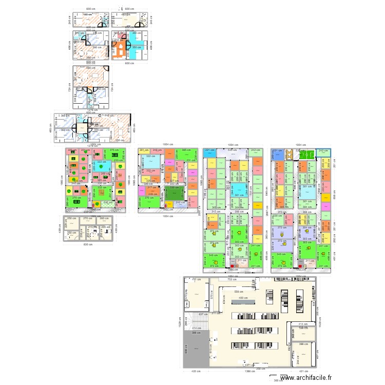 contenaire. Plan de 185 pièces et 1162 m2