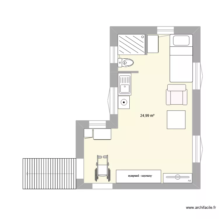 EXTENSION DEPORTEE 2. Plan de 1 et 25 m² EXTENSION DEPORTEE 2. Plan de 1 et 25 m²