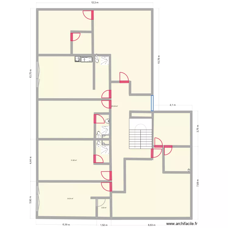 appt 212 sci amazone. Plan de 4  et 292 m²