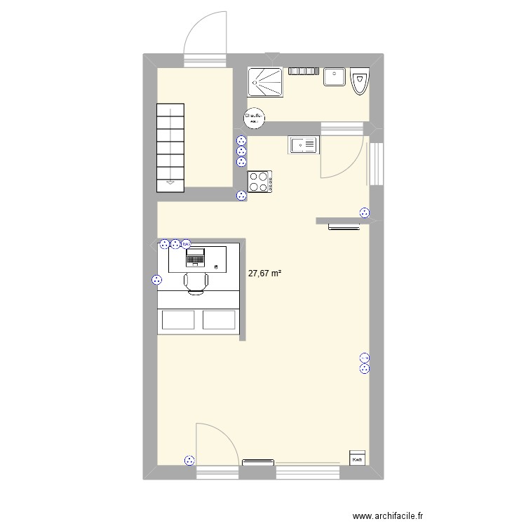 ArchiFacile PROexe. Plan de 1 pièce et 28 m2