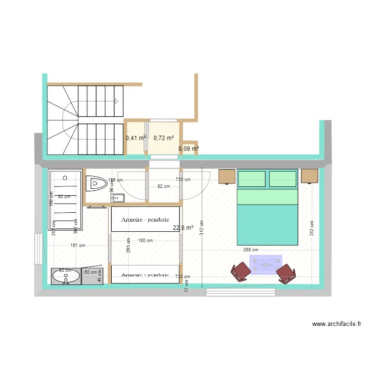 Agrandissement Flipot. Plan de 4 pièces et 24 m2