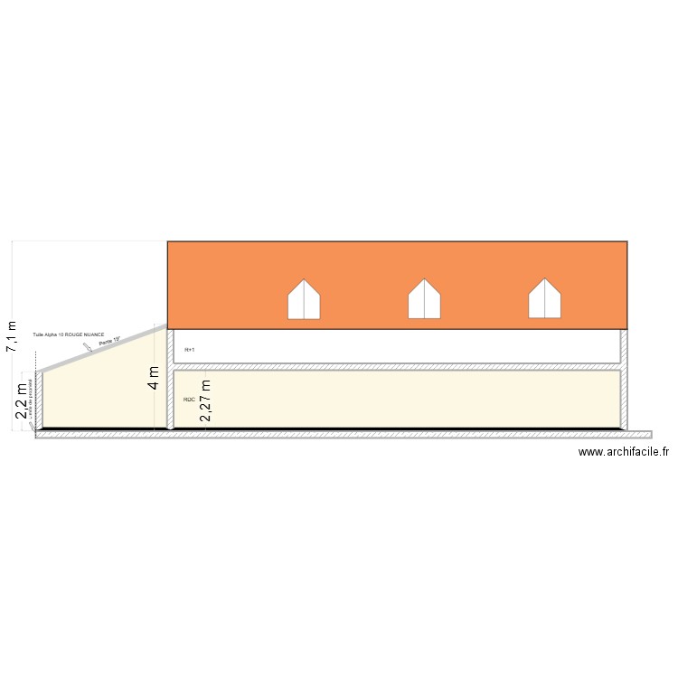 Clux Plan de coupe 2. Plan de 2 pièces et 50 m2