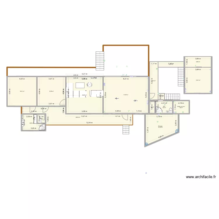 faka avancement V4. Plan de 16  et 172 m²