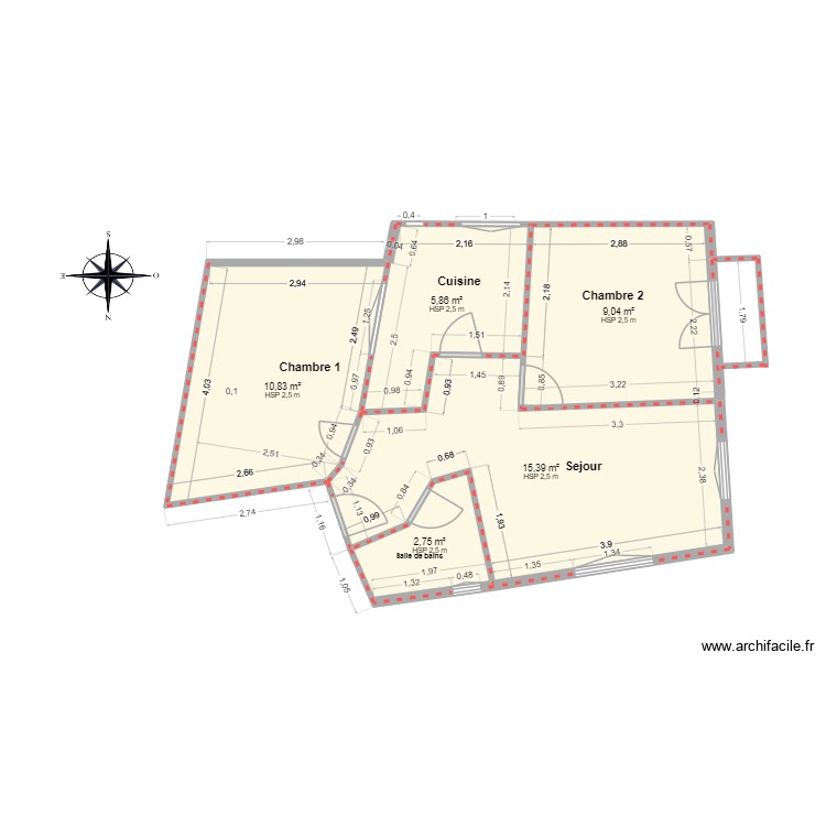 Amouyer avant travaux cotations. Plan de 0 pièce et 0 m2