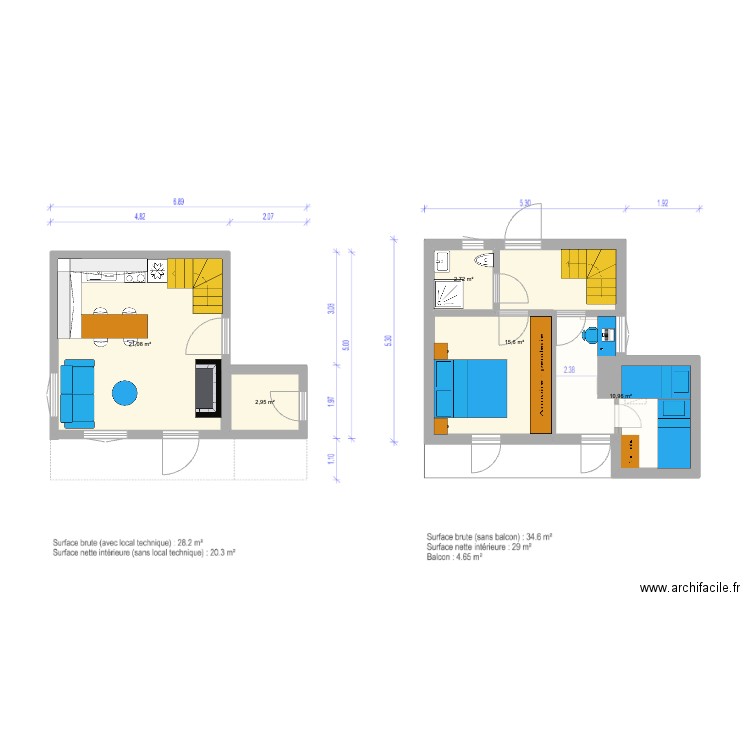 Veysonnaz_Escalier normal_v3. Plan de 5 pièces et 53 m2