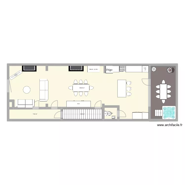 Rez de chaussée. Plan de 4 pièces et 105 m² Rez de chaussée. Plan de 4 pièces et 105 m²
