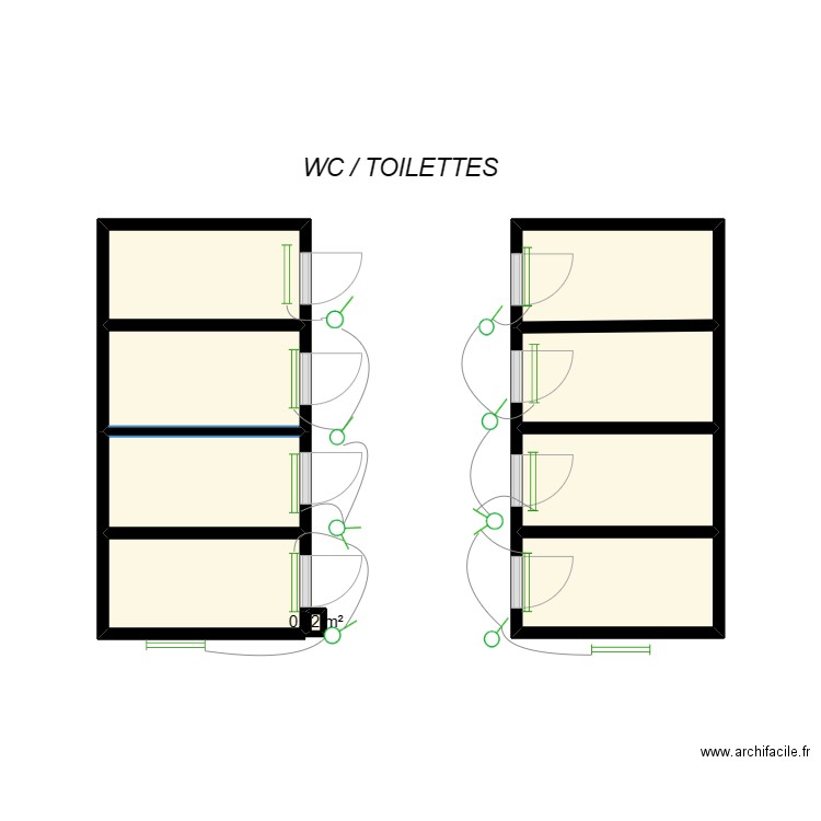 Positionnement des lampes WC toilette KONOHOUE WC. Plan de 0 pièce et 0 m2