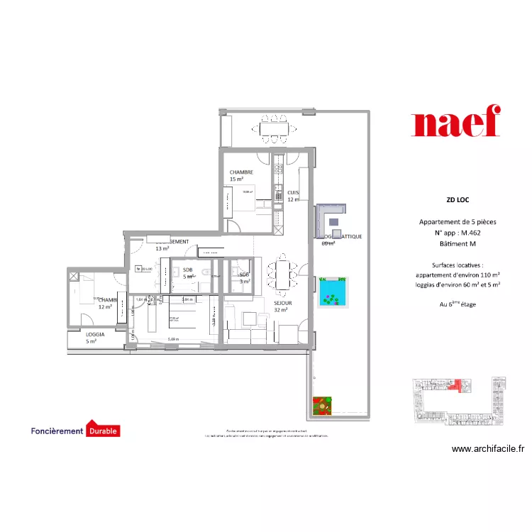 vessy 12346. Plan de 7 pièces et 134 m²