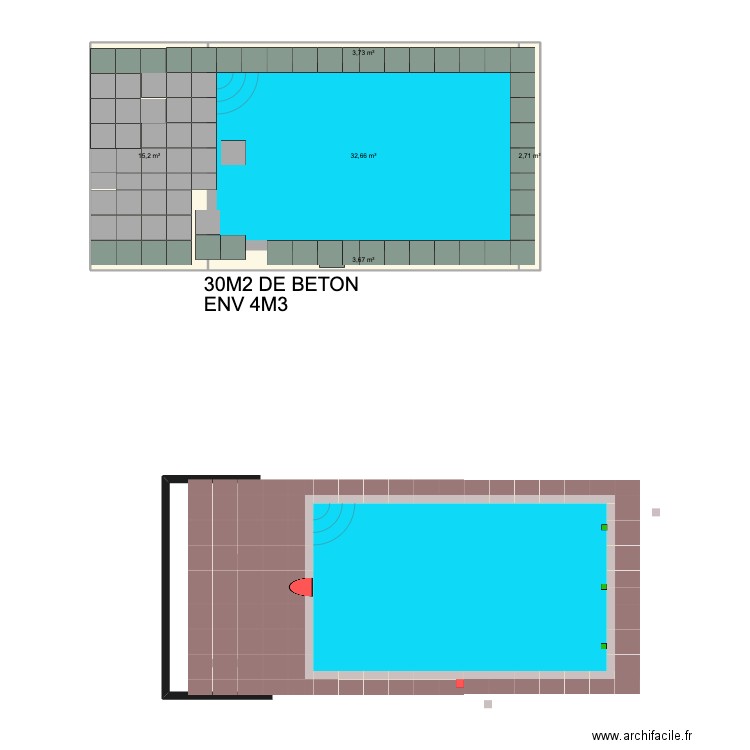 PISCINE. Plan de 5 pièces et 79 m2