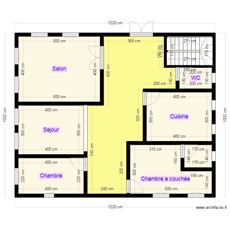 Teste VT3. Plan de 9 pièces et 105 m2