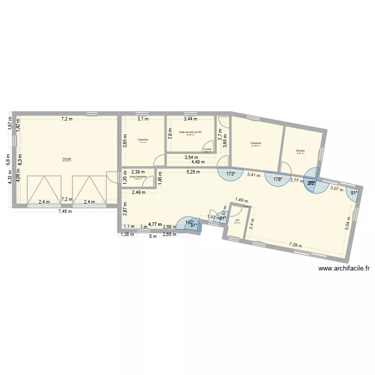 Plan maison 13/08/2026. Plan de 9 et 169 m² Plan maison 13/08/2026. Plan de 9 et 169 m²