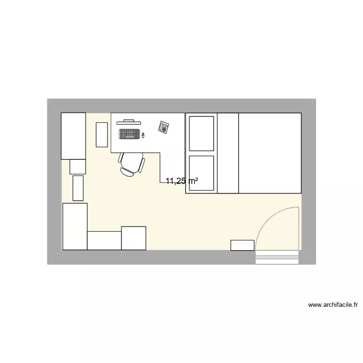 chambre seika. Plan de 1  et 11 m²
