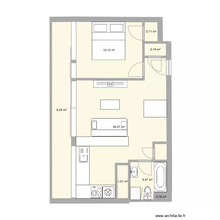 Appartement Louane meublé. Plan de 8 et 51 m² Appartement Louane meublé. Plan de 8 et 51 m²