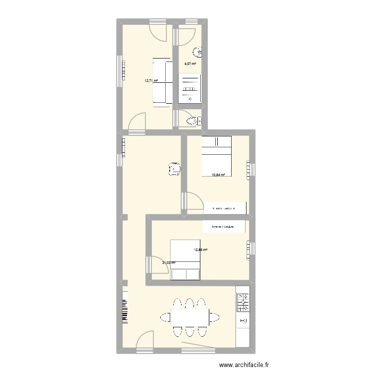 maison trazegnies. Plan de 5 pièces et 72 m2