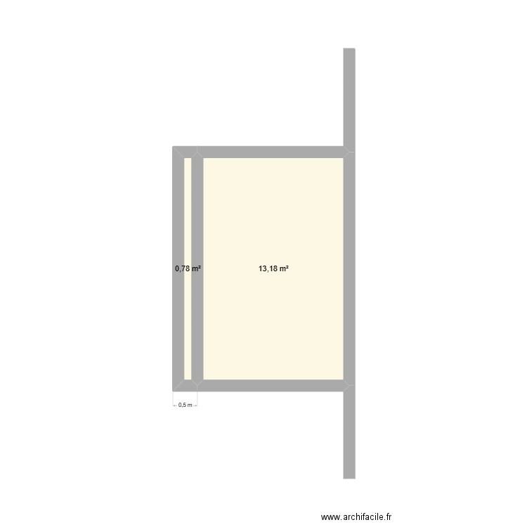 Podium. Plan de 2 pièces et 14 m2