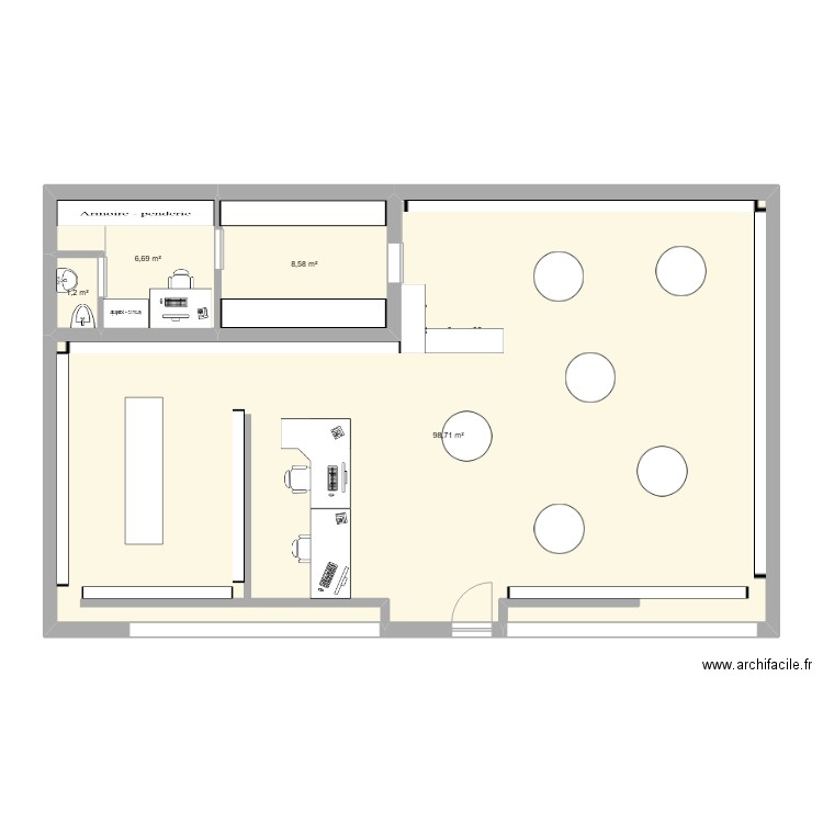 A 69 volt. Plan de 4 pièces et 115 m2