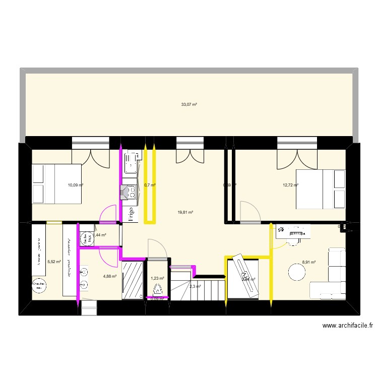 ponté vecchio. Plan de 15 pièces et 104 m2