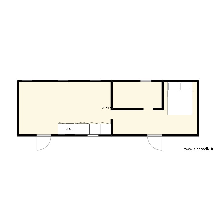 caravane  46. Plan de 1 pièce et 30 m2