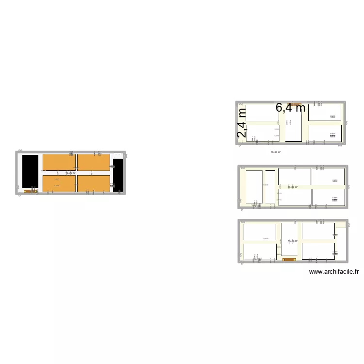 hall padel. Plan de 4  et 61 m²