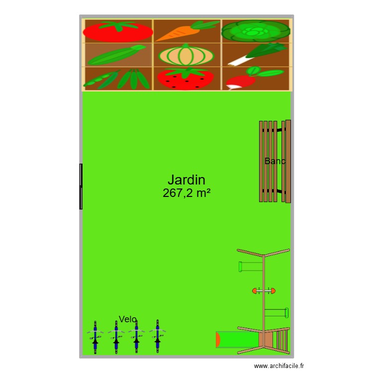 Jardin. Plan de 1 pièce et 267 m2