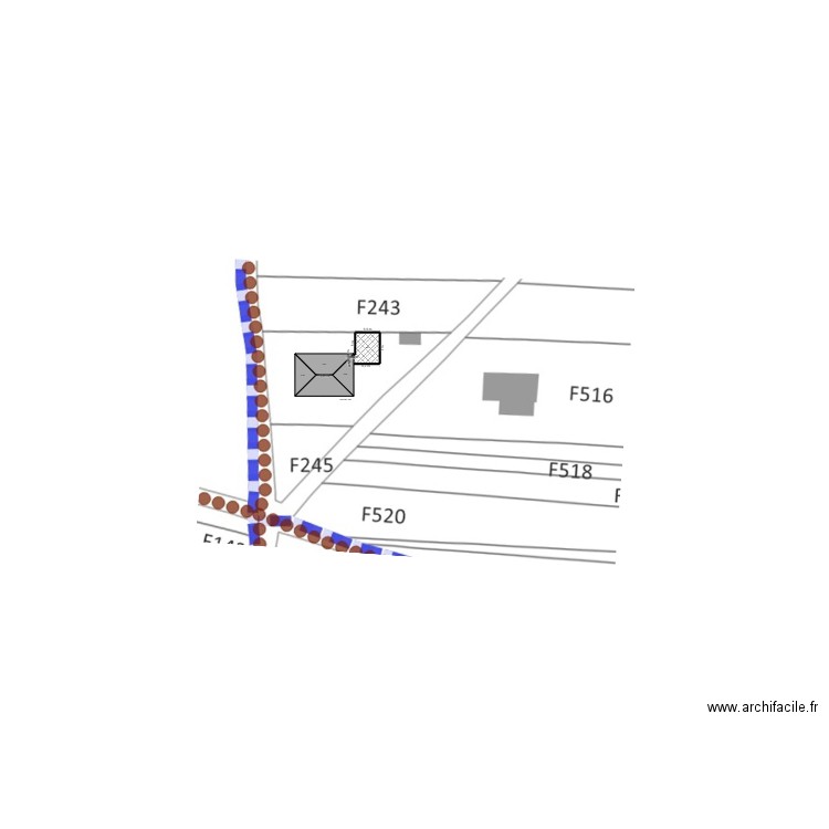 vue dessus toiture garage sur vue aerienne 40m². Plan de 1 pièce et 40 m2