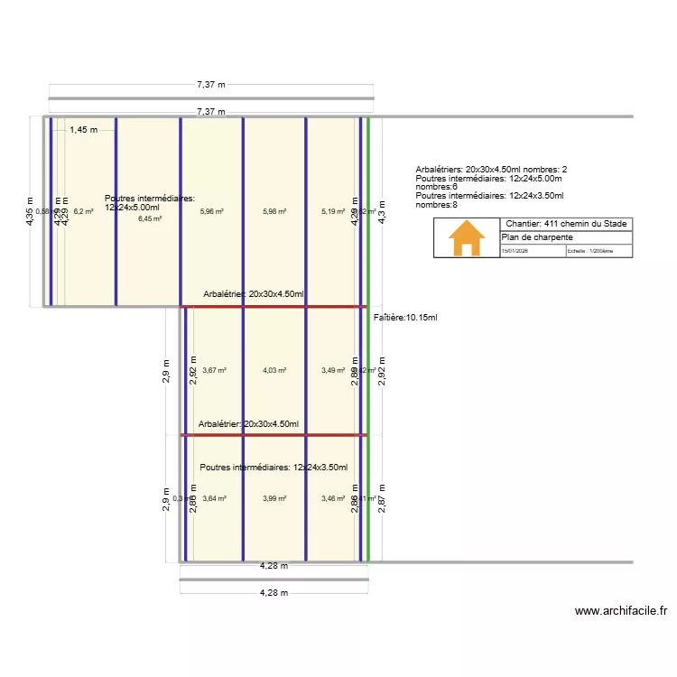 Plan OLIVIER. Plan de 16  et 54 m²
