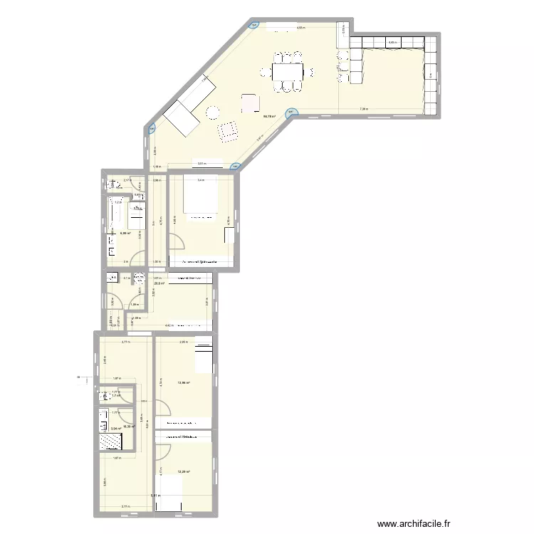 colombier 4. Plan de 8  et 165 m²