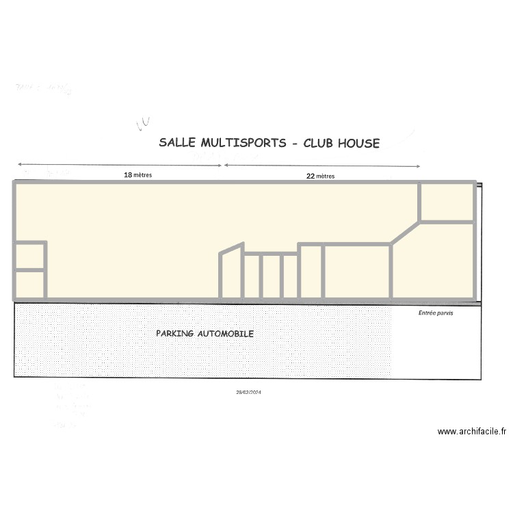 Salle fetes. Plan de 11 pièces et 385 m2