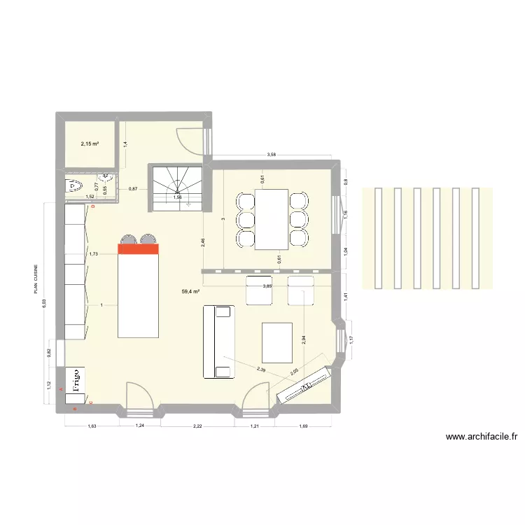POILUS 4. Plan de 2 pièces et 62 m² POILUS 4. Plan de 2 pièces et 62 m²