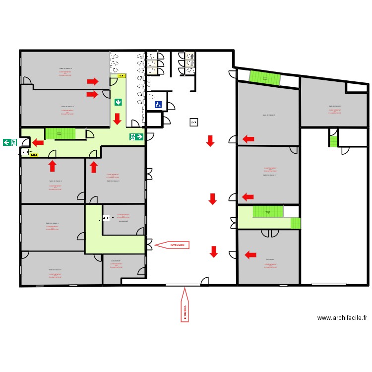 Olivier rdc général PPMS attentat 2. Plan de 30 pièces et 8106 m2