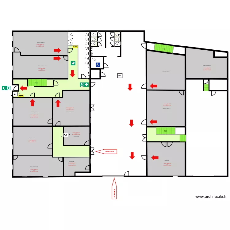 Olivier rdc g&eacute;n&eacute;ral PPMS attentat 2. Plan de 30 pièces et 8106 m²