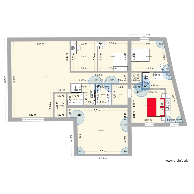 chambre extension 1. Plan de 13 pièces et 162 m2