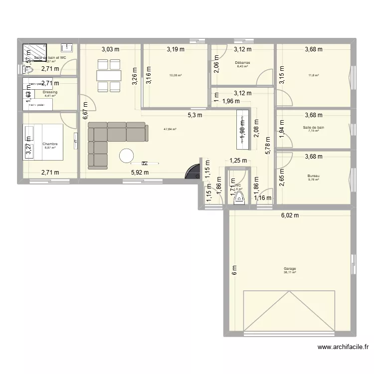 Plan maison en L 100m2. Plan de 11 et 148 m² Plan maison en L 100m2. Plan de 11 et 148 m²