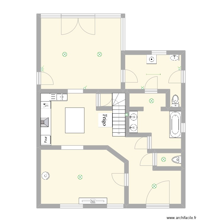 électricité - rdc. Plan de 6 pièces et 87 m2