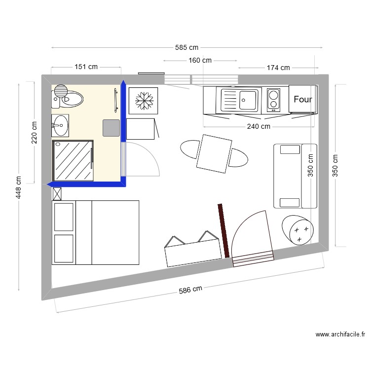 LES VIGNES FINAL. Plan de 1 pièce et 3 m2