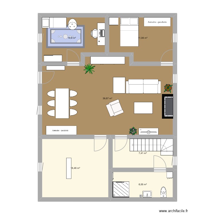 bas rascas. Plan de 6 pièces et 92 m2