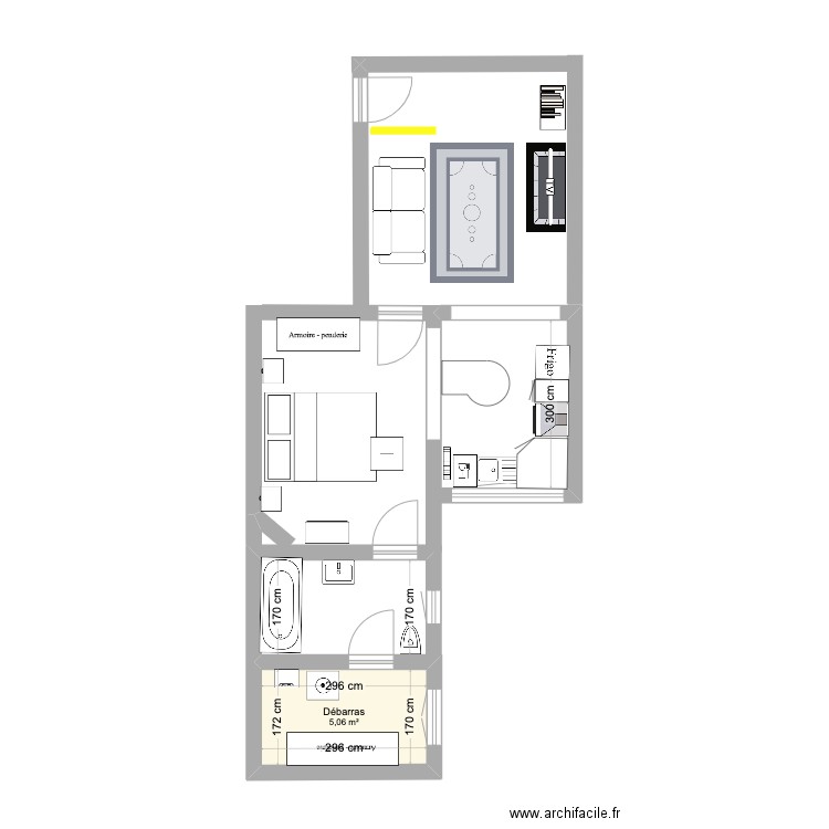 LouLou 2. Plan de 1 pièce et 5 m2